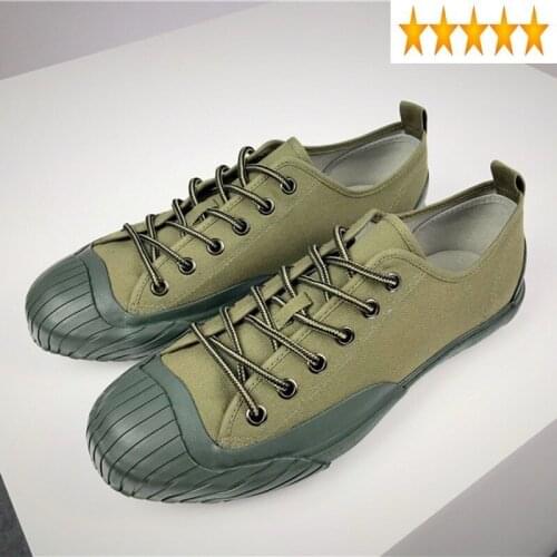 Luxury Men Canvas Brand Designer Lace Up Low Top Vintage Street Casual Flats Shoes Army Work Safety Sneakers