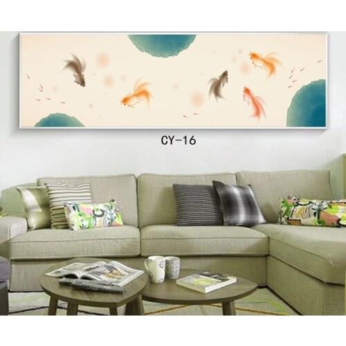 Print Chinese Abstract Koi Fish Lotus Oil Painting on Canvas Poster Feng Shui Wall Art Picture For Living Room Home Decor