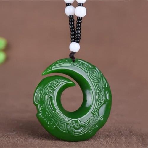 Chinese Green Jade Gifts Men and Women Jade Pendant Jewelry Lucky Auspicious Amulet Jade Necklace Pendants Jade Fine Jewelry