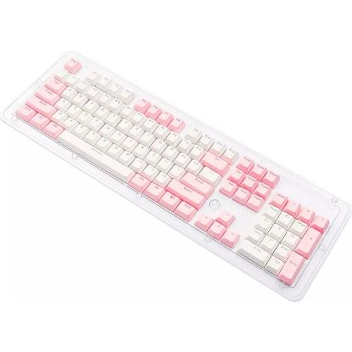 PBT keyboard key caps, for double injection mechanical keyboard, Pink and white Combo Support, American Standard backlight, 104