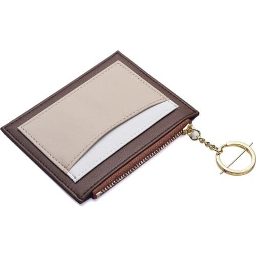 Women Pu Small Wallet Female Short Hit Color Splice Card Holder Korean Ultra-thin Zipper ID Holders