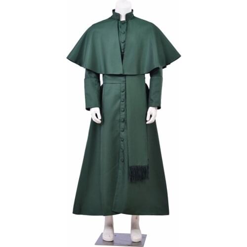 Cosplaydiy Roman Soutane Cassock Cosplay Costume Adult Medieval Clergy Robe Cloak Cassock With Belt Custom Made