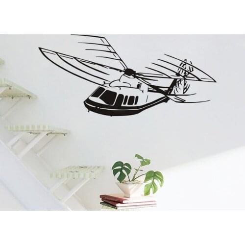 Flying Helicopter Vinyl Wall Decals Airplane Home Decor Bedroom Removable Art Decal Mural Wall Stickers For Living Room ZA510