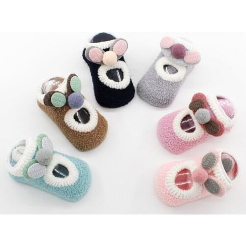 Cute Heart Baby Socks with Rubber Soles Baby Anti Slip Socks for Girls Boys Newborn Cashmere Winter Socks Toddler Baby Clothing