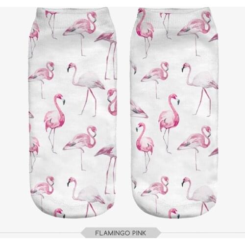 Fashion 3D printed FLAMINGO PINK Socks animal cute ankle funny unisex short socks low cut women