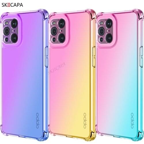 For OPPO Find X3 Pro X2 Neo Lite Translucent Gradient Phone Case For OPPO Reno 5F F19 Pro A94 Silicone Airbag Shockproof Cover