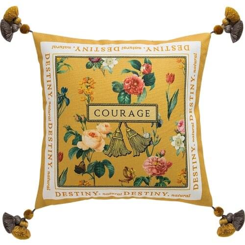 Throw Pillow Covers Case Yellow Tone Floral Garden of Eden Cushion Covers Decorations for Home Outdoor Courage 45x45cm Luxury