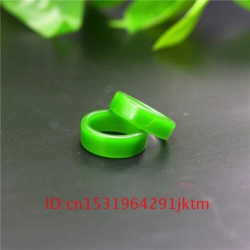 Jade Ring Amulet Natural Carved Hetian Fashion Chinese Jadeite for Green Crafts Charm Women Gifts Hand Men Jewelry