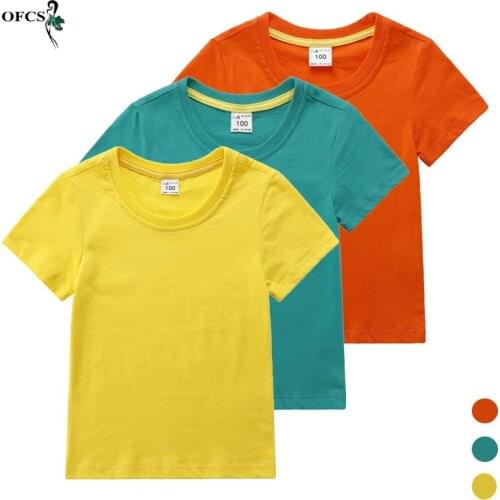New Summer Boys T Shirt Fashion Solid Cotton Basic Short-Sleeved T-shirt For Boy Girls Cheap Sales Shirt Tops Childrens Clothes