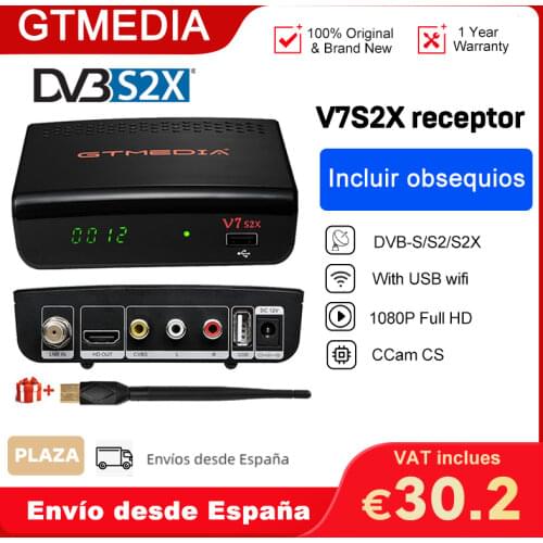 🔥NEW Gtmedia V7S2X Digital Satellite TV Receiver 1080P FHD DVB-S2 S2X Tuner USB WIFI Youtube ACM CCAM PK V7S HD decoder Espana
