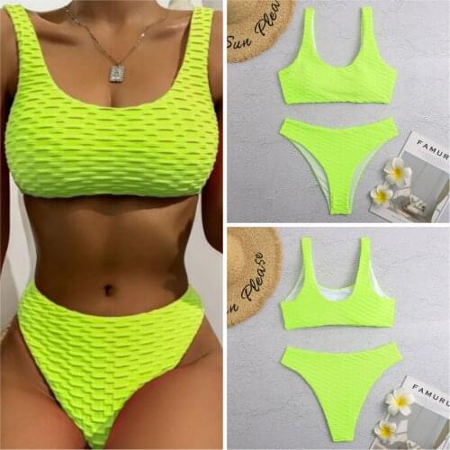 Solid Sexy Bandage Bikini 2021 Swimsuit Swimwear Women Thong Push Up Bikinis Set Womens swimming Suit Biquini Bathing Suit