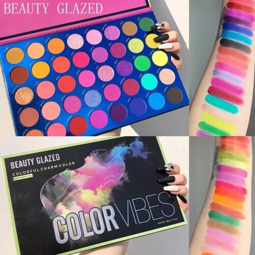 BEAUTY GLAZED COLOR VIBES Colorful Charm Color Eyeshadow Palette Lasting Matte Glitter Eyeshadow Makeup Palette Neon Pigments
