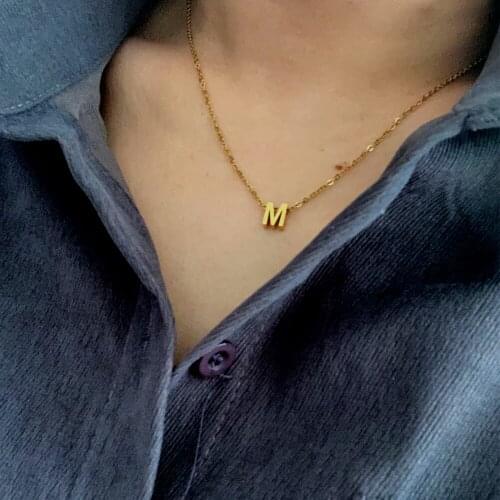 Customize Stainless Steel Name A-Z Initial Letter Charm Pendant Necklace for Women Men Trendy Minimalist Alphabet Charm Jewelry