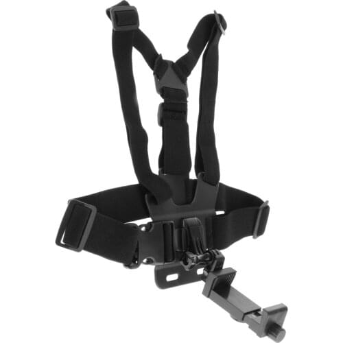 Durable Phone Chest Mount Harness Strap Holder Portable Fitness Mobile Clip Black