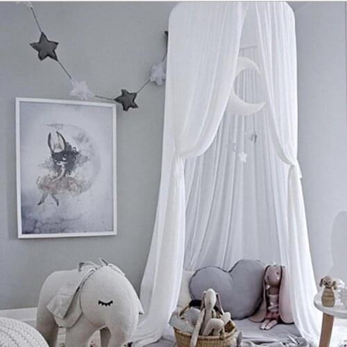 10pcs Baby Bed Curtain Children Room Crib Netting Baby Bed Tent Cotton Hung Dome Baby Mosquito Net Photography Props