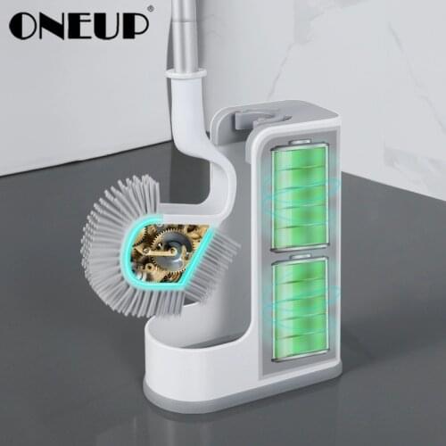 ONEUP TPR Double-sided Toilet Brush Rubber Head Frame Cleaning Bush for Toilet Household Floor Cleaning Bathroom Accessories Set