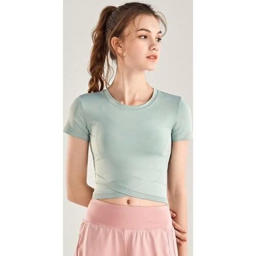 Sport Tops Women Short Crop Quick Dry Fitness Running Short Sleeve Tight Breathable Yoga T-shirt Womens Golf Clothing