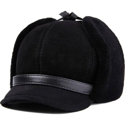 Super Thick Bomber Wool Hat Unisex Breathable Ear Protection Real Fur Hats For Women Men Cold Winter Warm Headwear Ski Caps