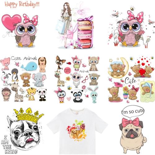 Foods Owl Patches Heat Transfer Sticker Iron On Patch For Boy/girl Stripe Clothes Sticker Diy T-shirt Accessory Decoration E