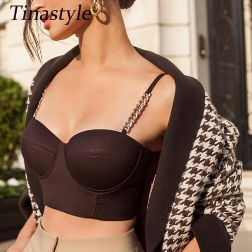Tinastyle Chains Spaghetti Strap Crop Top Women Corset Top 2021 Backless Short Summer Tank Top Streetwear Slim Casual Party Tops