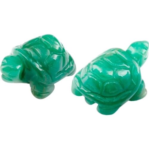 TUMBEELLUWA 1Pair Green Aventurine Turtle Tortoise Pocket Statue Figurines Bookend Amulet Fengshui