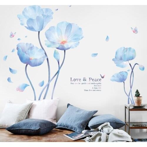 Creative Elegant 3D Flowers Wall Stickers Home Decor Living Room Decoration Removable PVC Vinyl Wall Art Mural Decals