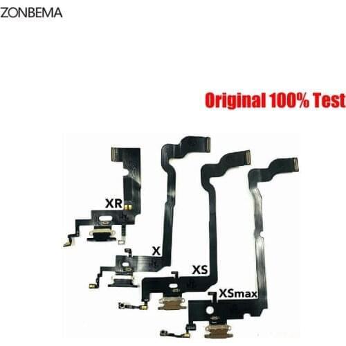 Real Original Test For iPhone X XR XS MAX USB Charger Port Dock Connector Flex Cable Charging with Microphone