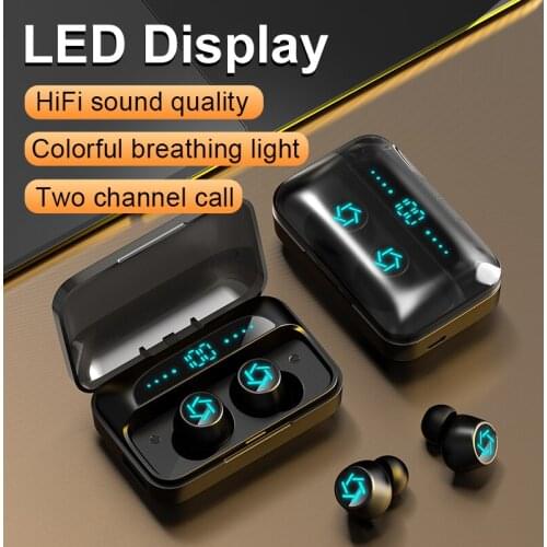 LS 2020 S15 9D Noise Reduction Earphones with LED Light HIFI Sound Waterproof Bluetooth Fone Earbuds for Gaming 3500mAh Charger