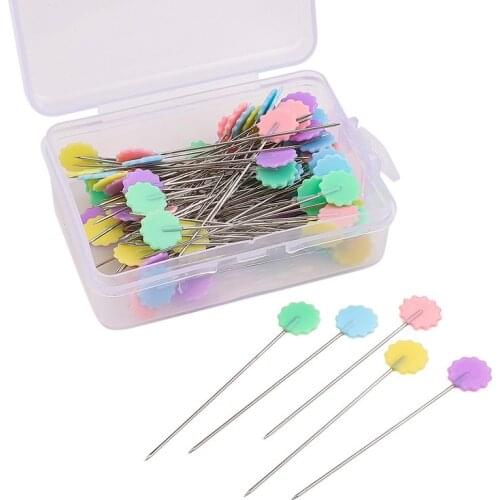 100Pcs Patchwork Sewing Pins Flower Button Head Straight Pins DIY Quilting Tool Sewing Accessories Crafts Needles Pins