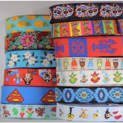 16mmand 22mm Flowers Cartoon Animal 100% Polyester Jacquard Ribbon DIY Pet Collar Decorated With Childrens Clothing Accessories