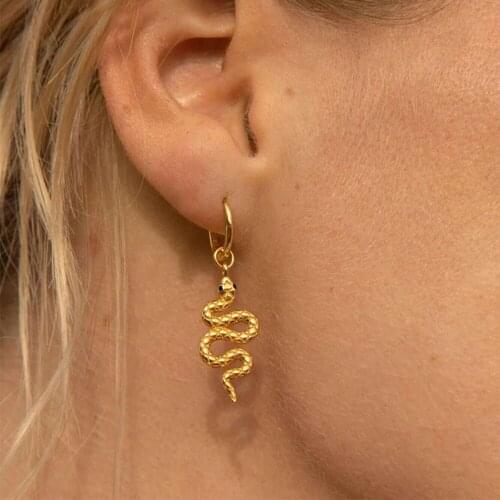 Fashion Punk Long Snake Earrings Gold Color Personality Stud Earrings For Women Vintage Animal Long Drop Earring Female Jewelry