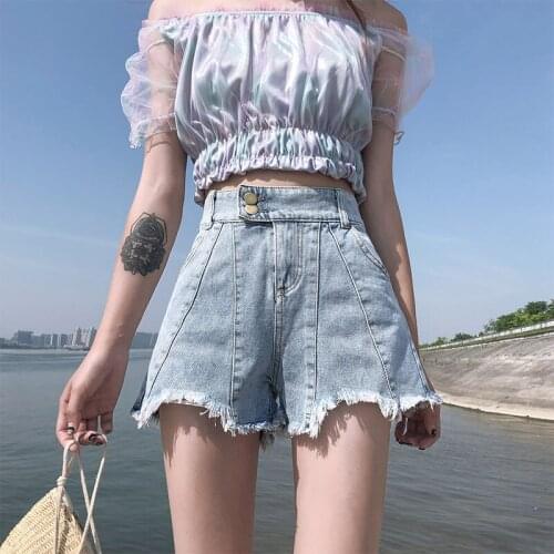 2021 New Womens High Quality Denim Tide Female Pants Summer Plus Size solid color Loose Mom Fit Casual Shorts Jeans Streetwea