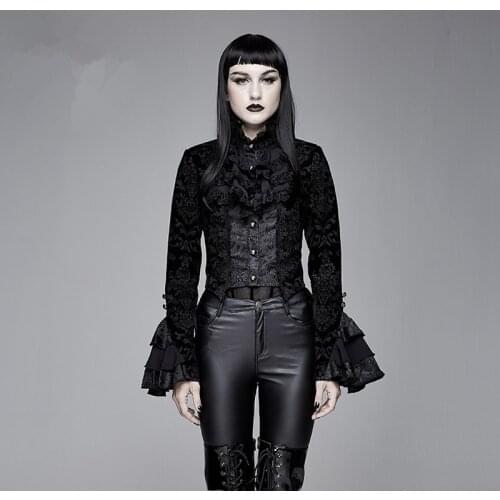 Vintage Coat Women Black Color With Necktie Formal Jacket Women Dress Coat Irregular Shape Stand Collar