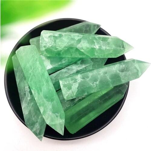 1PC Natural Snowflake Green Fluorite Quartz Crystal Stone Point Tower Healing Hexagonal Wand Natural Stones and Minerals