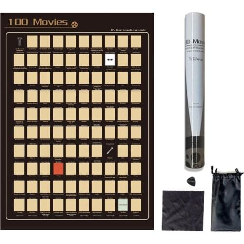 100 Movies Scratch Posters Wall Sticker Film Scratch Off Wallpapers Movie List Poster Wall Decoration Gift For Home Decor
