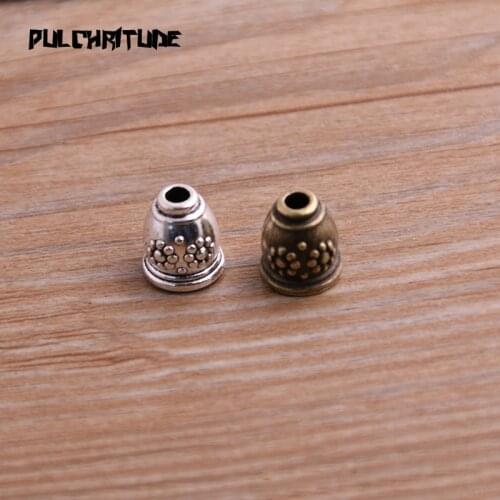 16pcs 10*10*11mm Two Color Retro Bead Caps Charm Hollow Flower Pendants Jewelry Accessories DIY Receptacle Charms