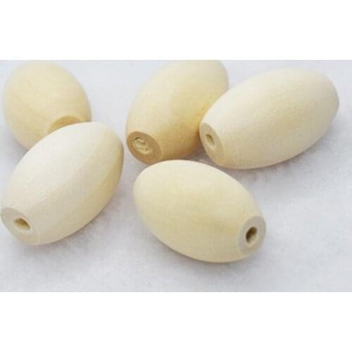 Natural Unfinished Wood Beads Oval Egg Shape Loose Spacer Wooden Charms Handmade DIY Kids Jewelry Making 20/25/30mm 20Pcs