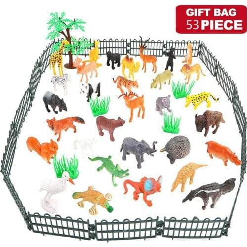 53 Pcs/set Mini Animal World Zoo Model Figure Action Toy SET Cartoon Simulation Animal Lovely Collection Toy For Kids Plastics