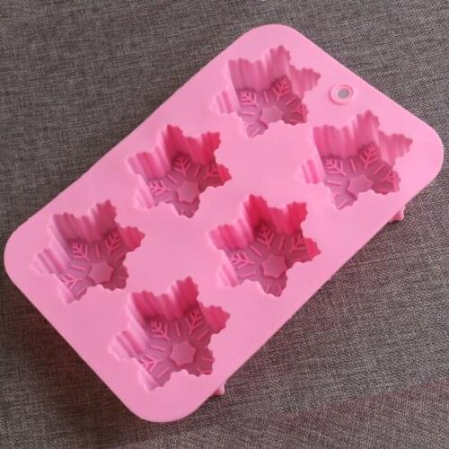 6 Cavity Snowflake Silicone Non Stick Cake Bread Mold Chocolate Jelly Candy Baking Mould Christmas Gift