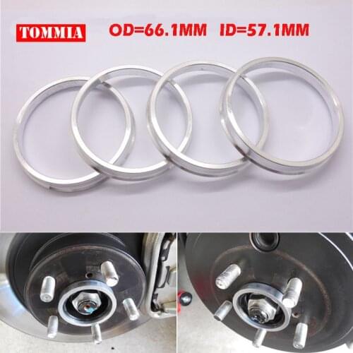 TOMMIA 1Sets 57.1mm ID to 66.1mm OD Aluminum Centric Spigot Hub Rings Wheel Spacer
