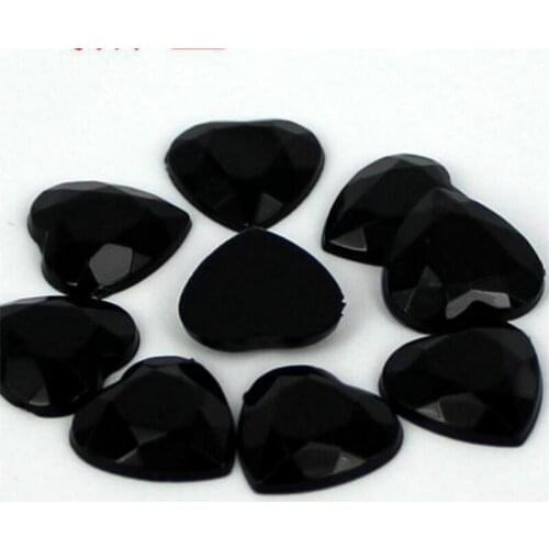 4-30MM Loose DIY Bling Black Heart Shape Acrylic Rhinestones Flatback Acrylic Stones no Glue for Hand Craft Arts Decoration