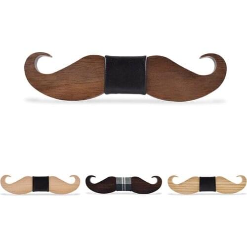 MIXORDER Wood Moustache Bow Tie 20 Patterns Beard Bow Tie Bowties Party Gift Mens Fashion Jewelry Accessory DIY 20pcs/lot