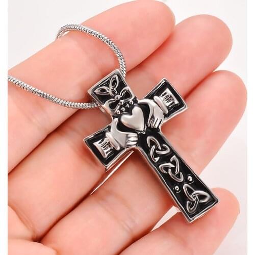 Dropshipping Vintage Cross Urn Necklace for Ashes Memorial Keepsake Pendant Stainless Steel Cremation Jewelry