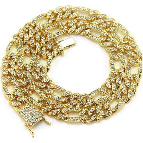 2021 Short And One Long Inlaid Cuban Gold Chain European And American Hip Hop Trendy Mens Dominee