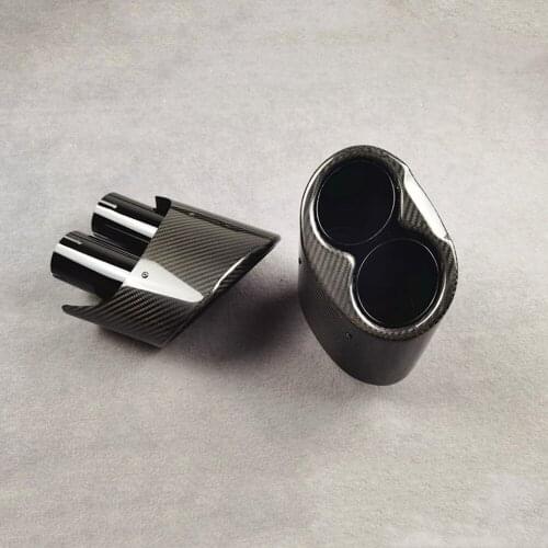 Carbon Fiber Glossy Black Muffler Tailpipe For RS3 RS4 RS5 RS6 RS7 RS8 IN 48-86MM Double Tube Nozzle For Akrapovic Exhaust Pipe