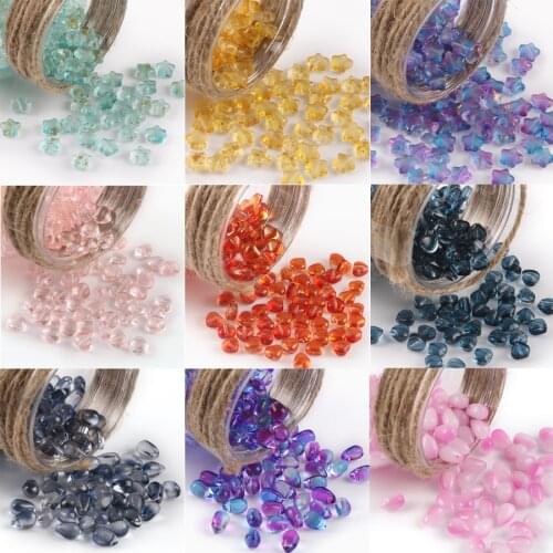 Multi Gradient Color Star Beads Czech Glass Loose Heart Beads for Jewelry Making Needlework DIY Accessories 40pcs/lot