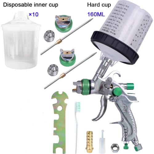 1.4/1.7/2.0mm Nozzle Gravity Pneumatic Spray Gun G2008 Professional HVLP Airbrush +PPS Disposable Paint Cup Set+PPS Adapter