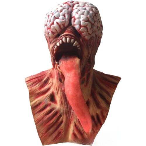 Halloween Horror Cosplay Mask Alien Whole Head Ghost with Tongue Scary Zombie Brain Devil Skull Mask Halloween Party Role Play