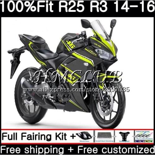 Injection For YAMAHA Matte black YZF-R3 YZFR25 2014 2015 2016 2017 10HC13 YZF-R25 YZF R3 R25 R 25 YZFR3 14 15 16 17 Fairing kit