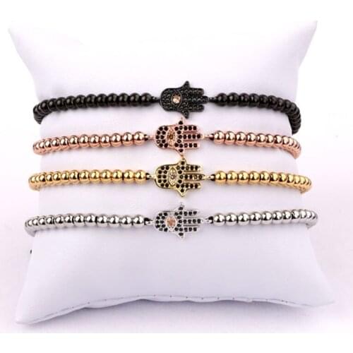 Jaravvi High Quality CZ Micro Pave Hand Stainless Steel Beads Handmade Cord Braided Macrame Friendship Bracelet Men Jewelry Gift